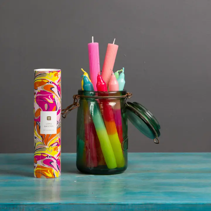 3 Tone Ombre Pink/Yellow/Orange Dinner Candles - 3 Pack - Image 3