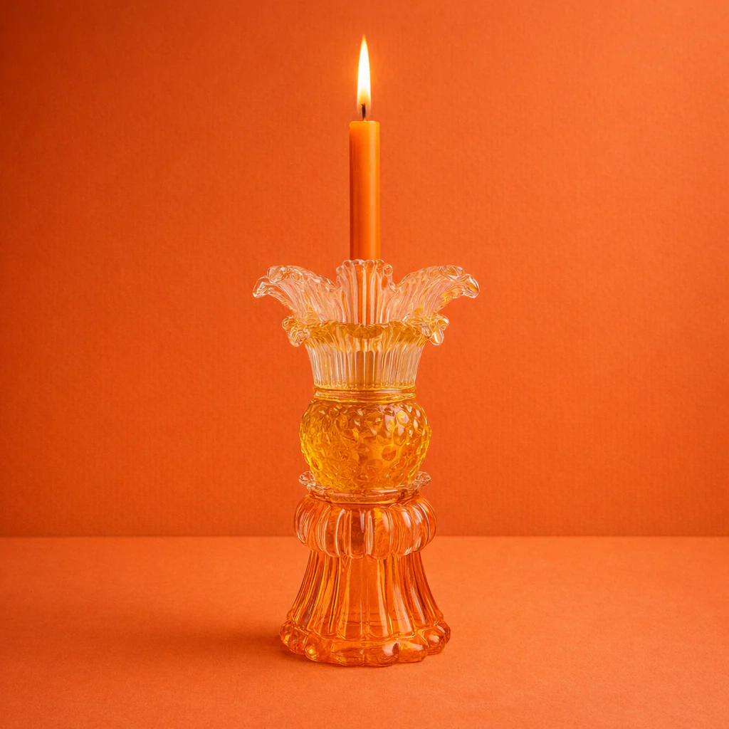 Amber glass candle holder - Image 2