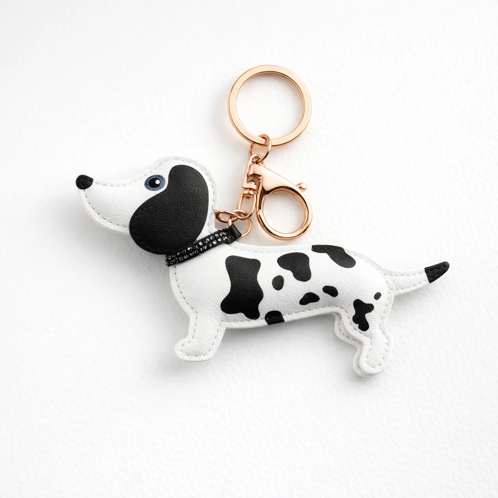 Black and white patch dog Bag Charm