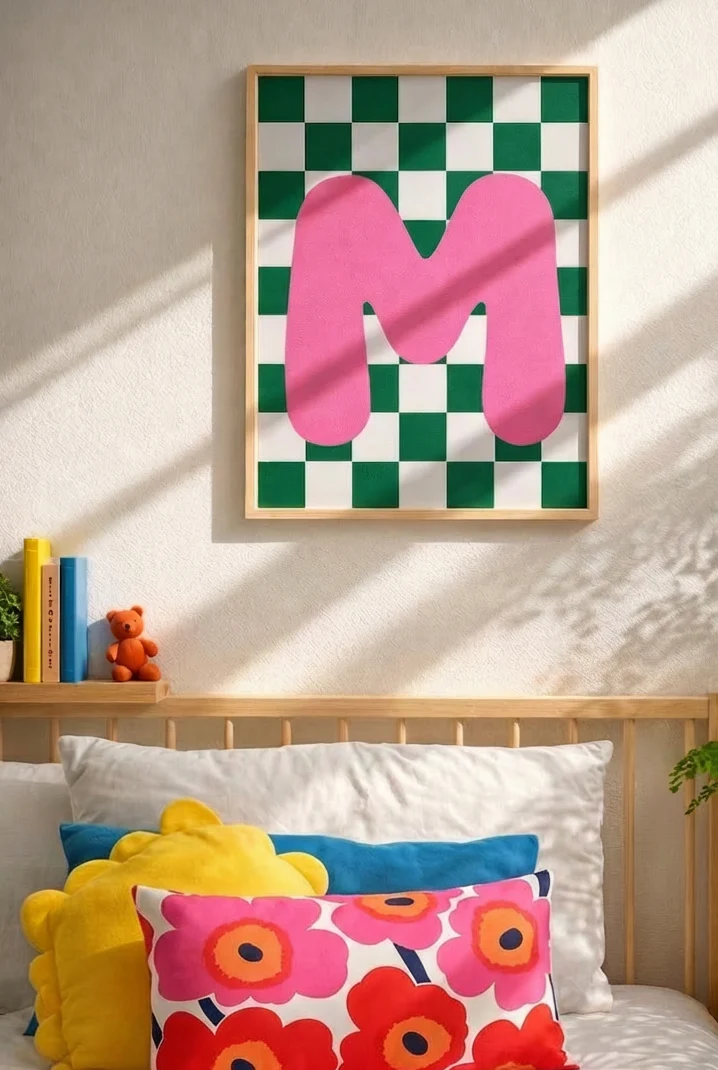 Check Mate Initial Print Letter M