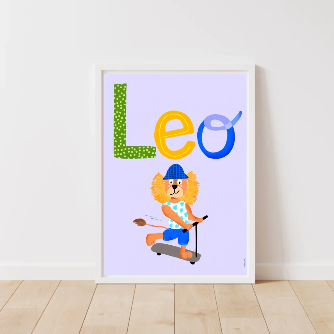 Custom Name Print - Lion on scooter