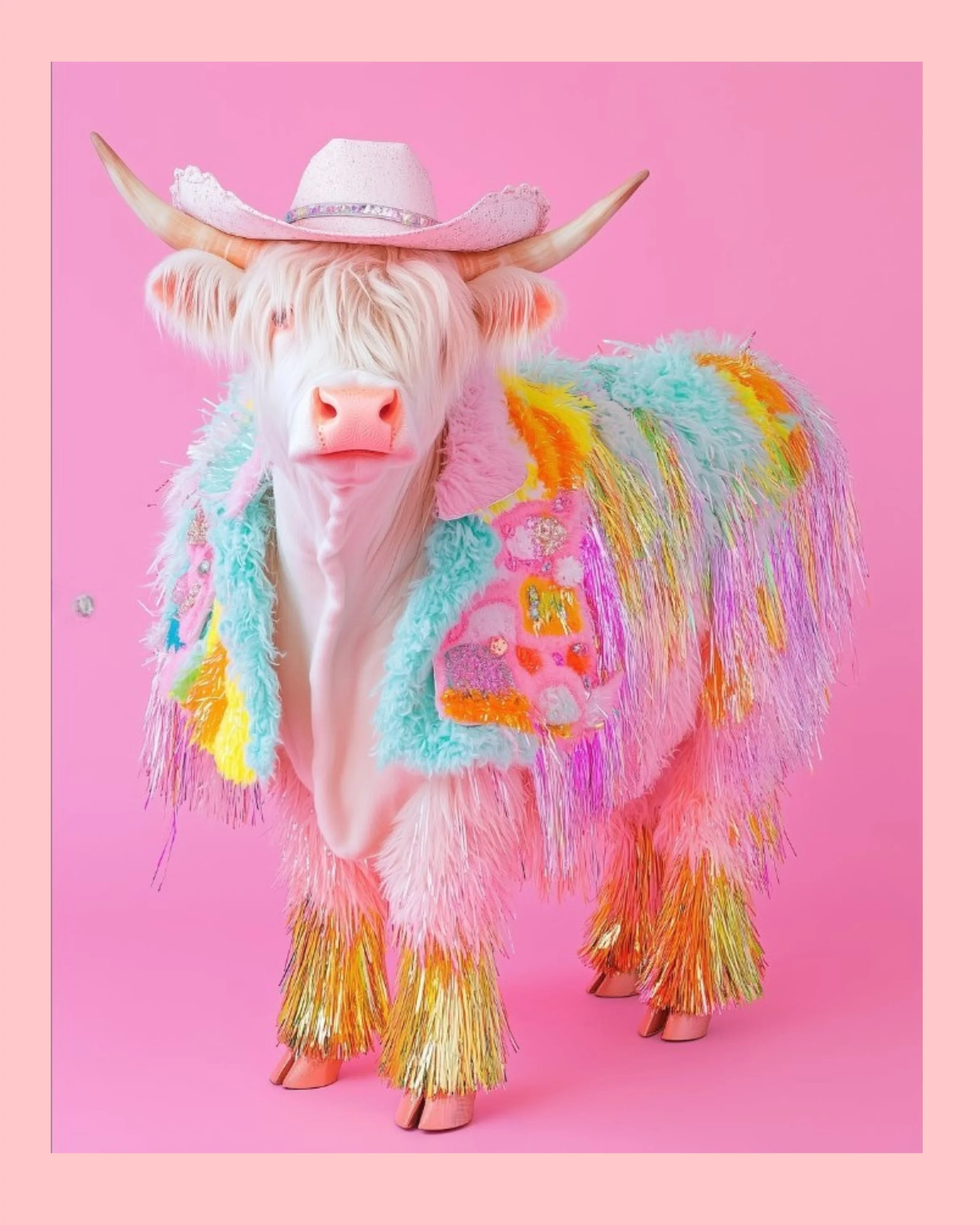 Disco Cow Print with Fringe print