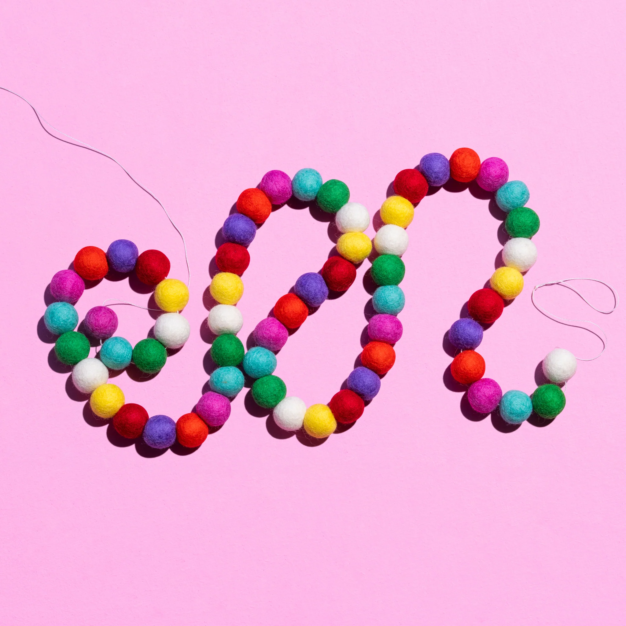 Fair Trade Felt Ball Garland - Ice cream sundae