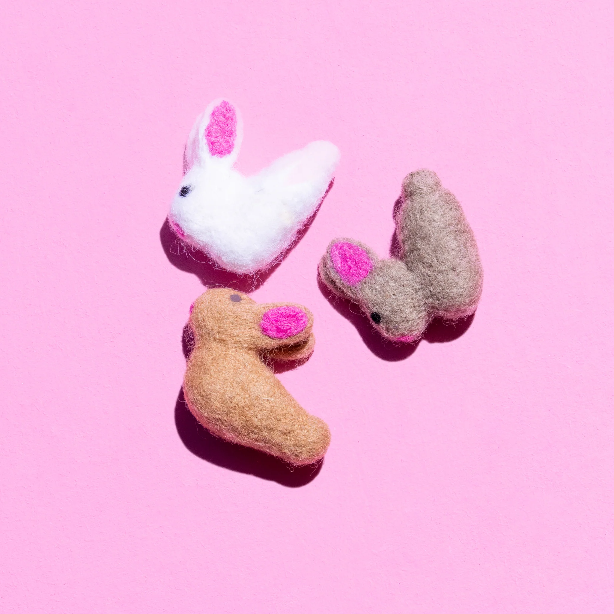 Fair Trade Handmade Felt Bunnies (Set of 3) - Image 3