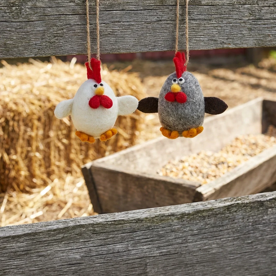 Fair Trade Handmade Albert Eggstine Hanging rooster - brown - Image 2