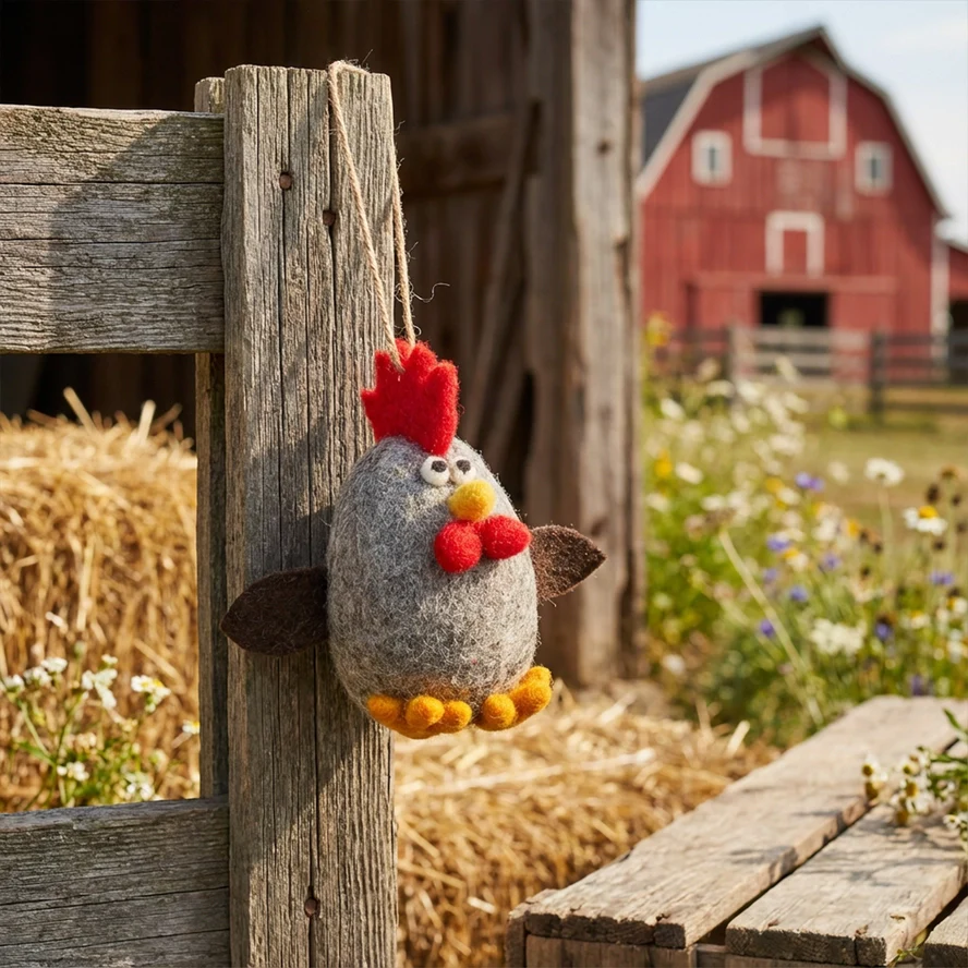 Fair Trade Handmade Albert Eggstine Hanging rooster - brown - Image 4
