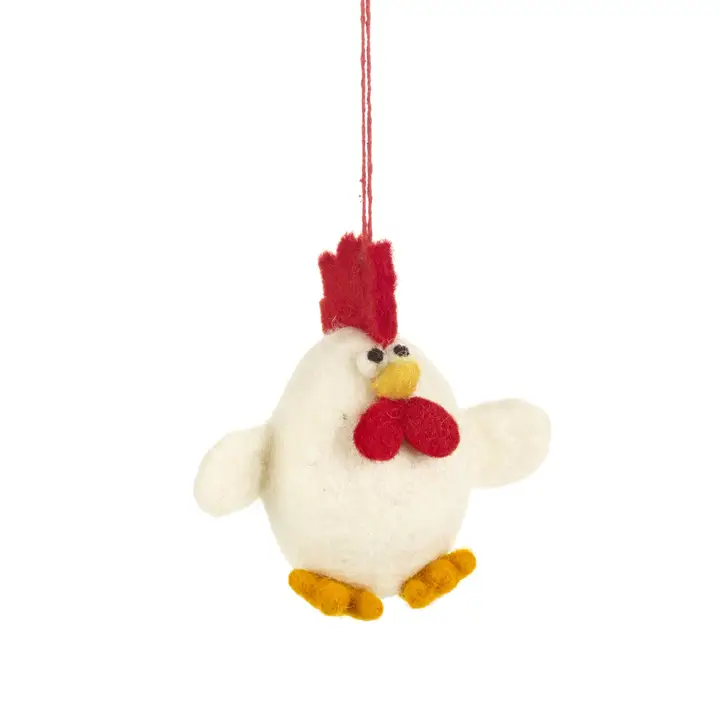 Fair Trade Handmade Albert Eggstine Hanging rooster - White - Image 2