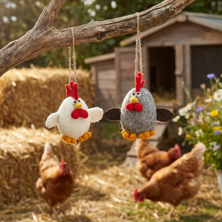 Fair Trade Handmade Albert Eggstine Hanging rooster - White - Image 4