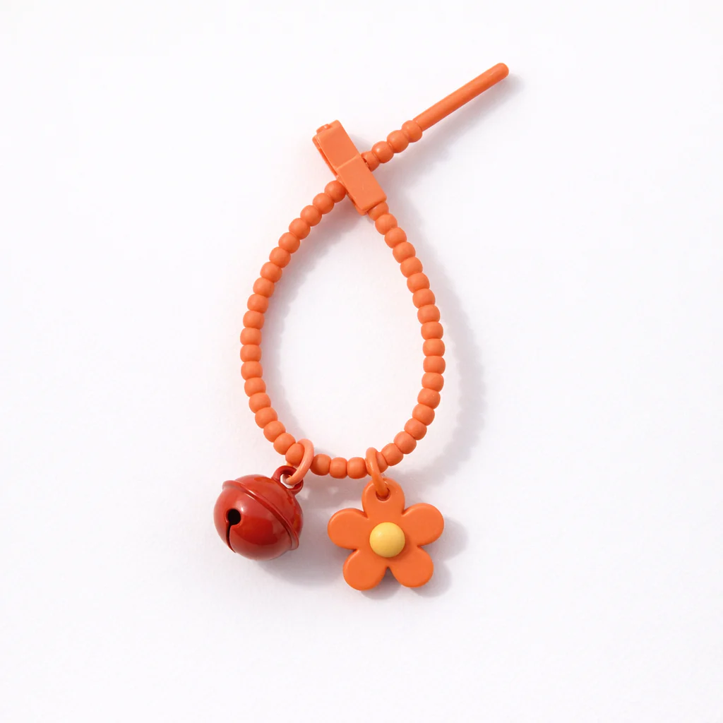 Floral silicon grip tie key chain with bell - colours assorted - Image 2