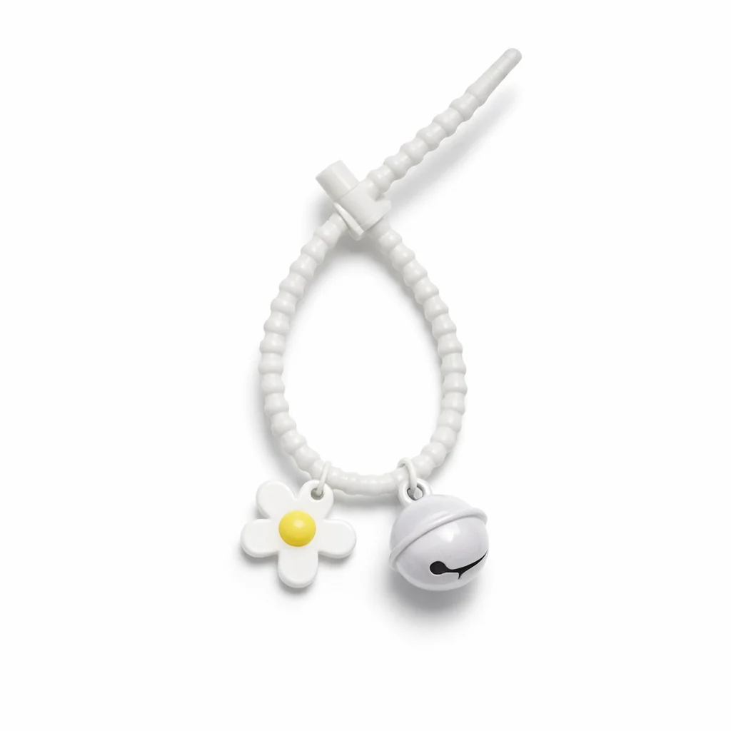 Floral silicon grip tie key chain with bell - colours assorted - Image 3