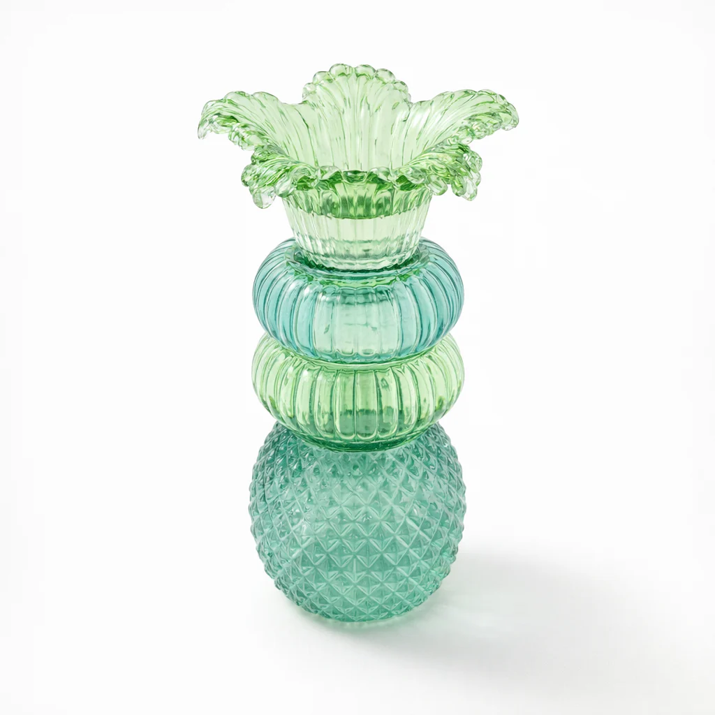 Green glass candle holder