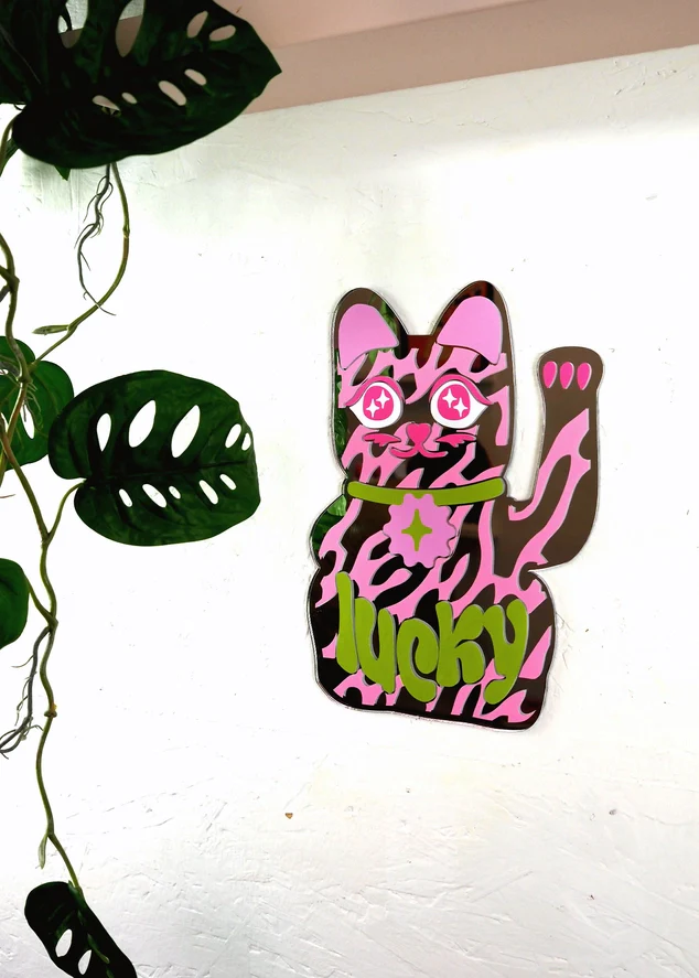 Pink Lucky Cat Mirror - Image 3
