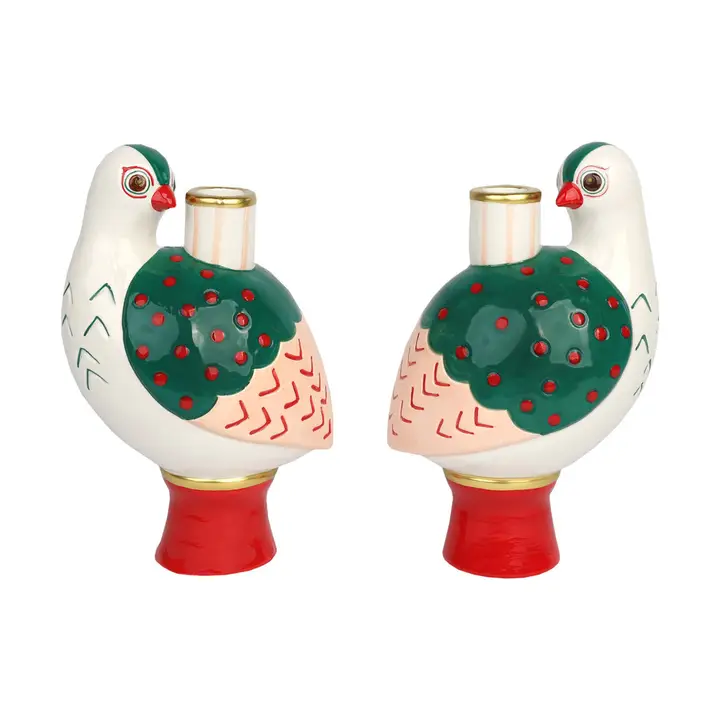 Hand Painted Bird Ceramic Candle Holder - Image 3