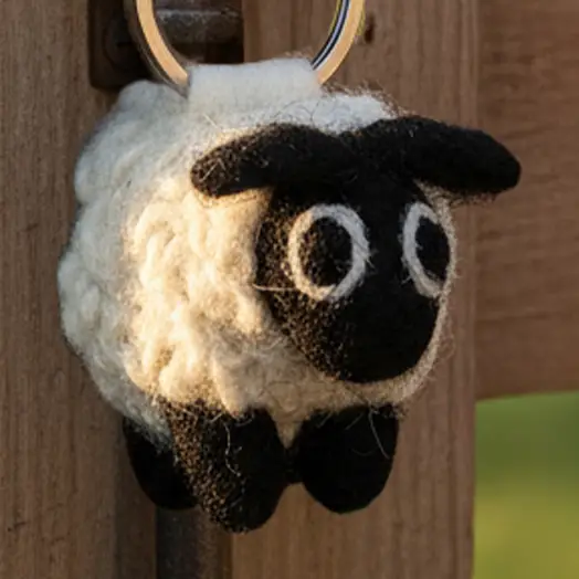 Handmade Fair Trade Needle Felt Black Sheep Keyring - Image 3