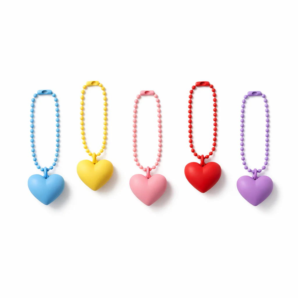 Metal chain Heart Bag Charm Key ring colours assorted