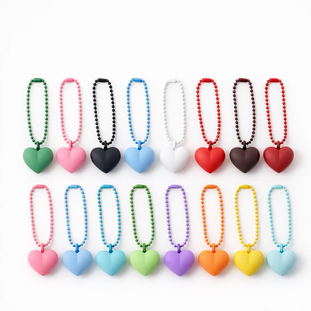 Metal chain Heart Bag Charm Key ring colours assorted - Image 9