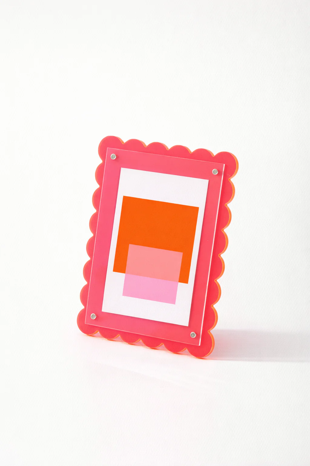 Neon Pink scallop edge acrylic frame