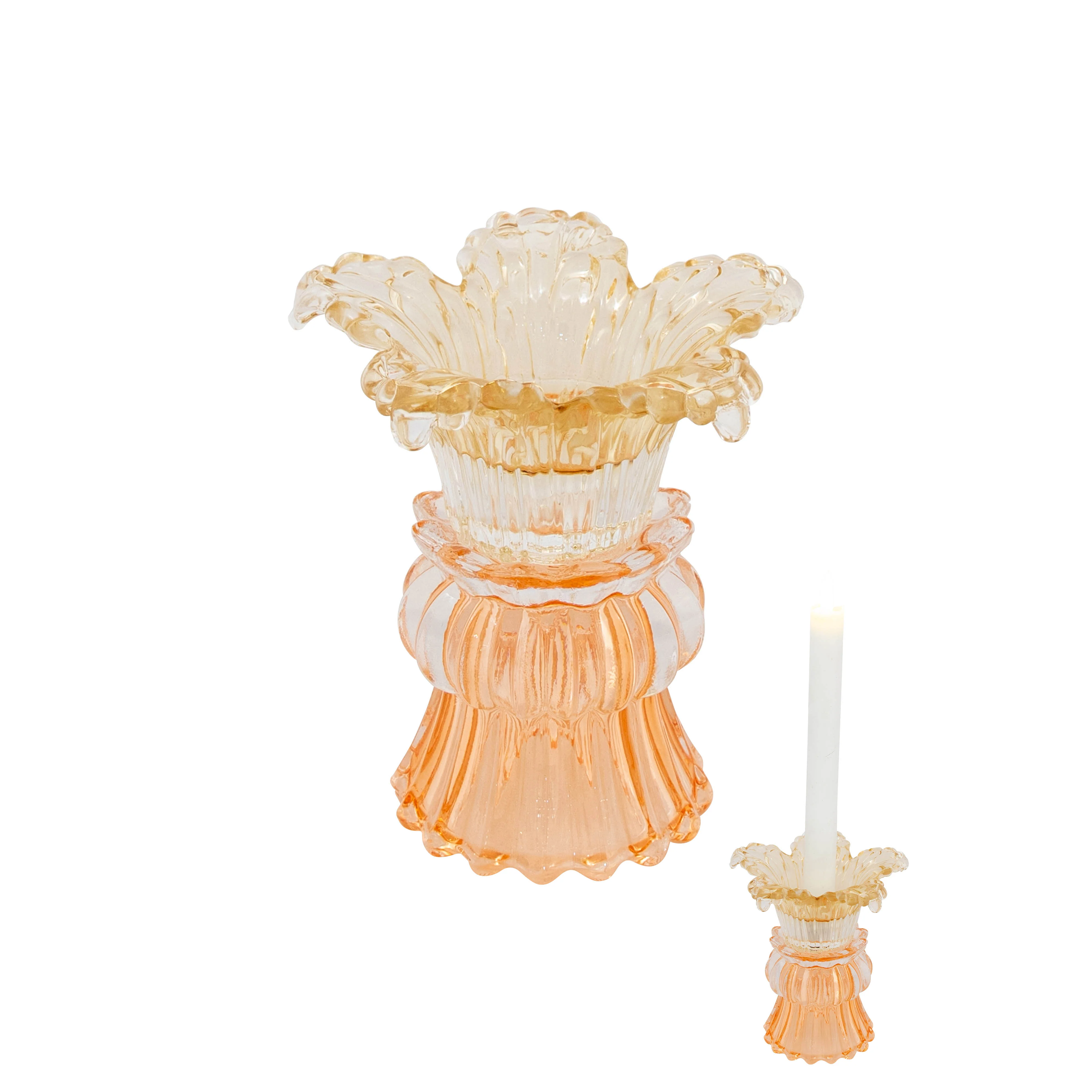 Peach Flower glass candle holder - Image 3