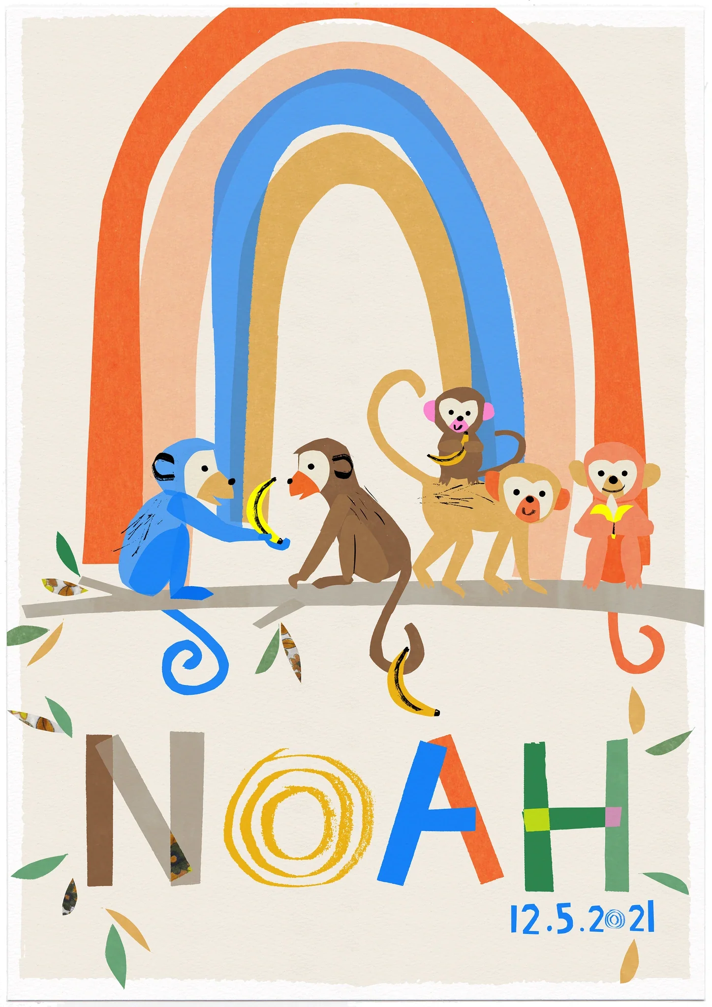 Personalised Monkeys with Rainbow Print - Image 6