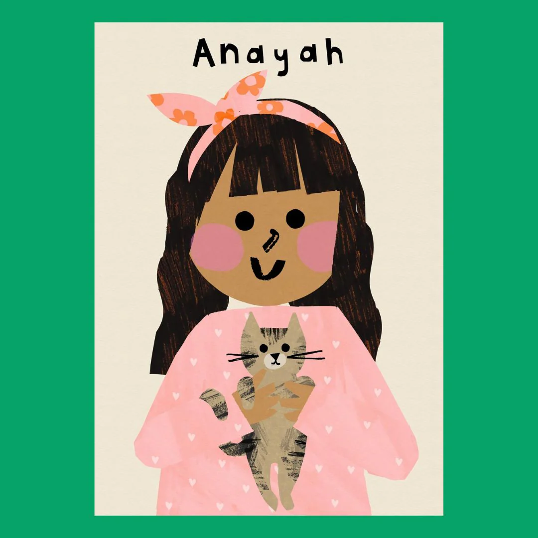 Personalized Cat Girl Portrait Print