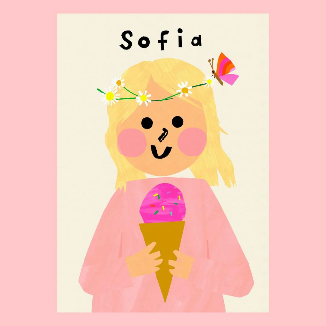 Personalized Ice Cream girl with Daisy