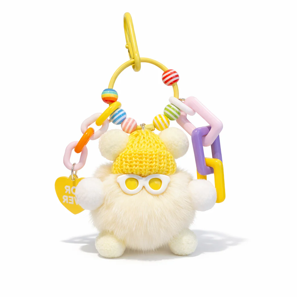 Plush pom pom with sunnies Bag Charms - Colours assorted - Image 3