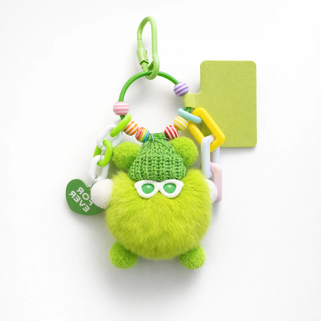 Plush pom pom with sunnies Bag Charms - Colours assorted - Image 4