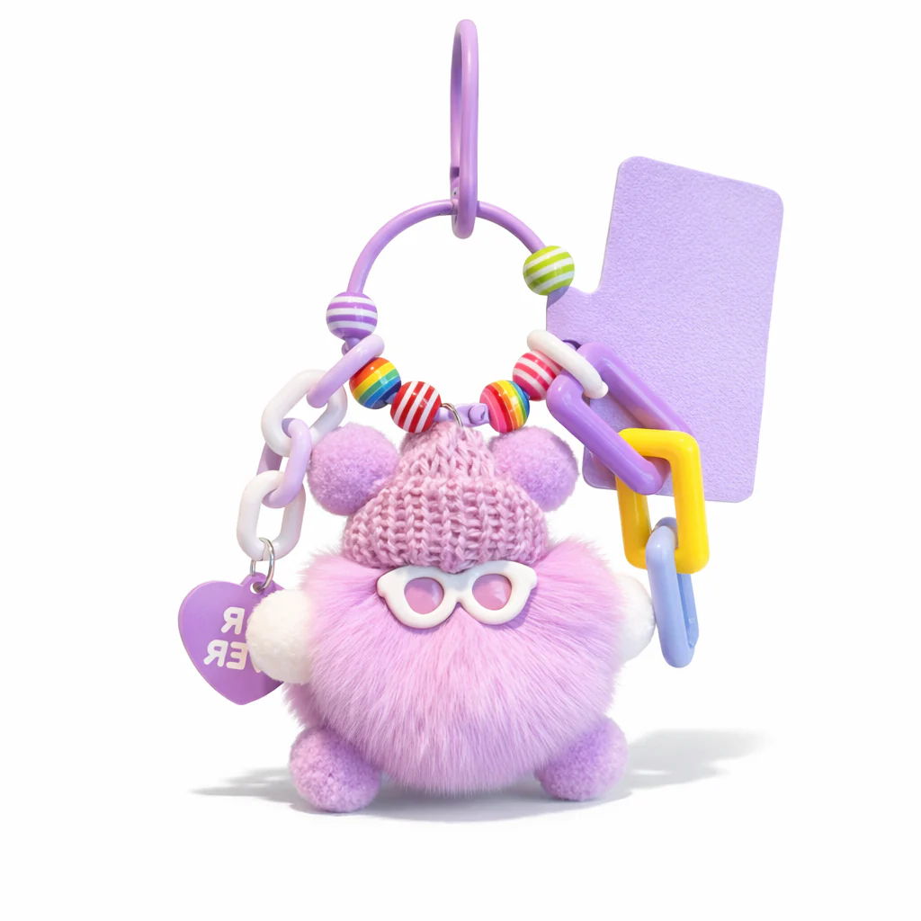 Plush pom pom with sunnies Bag Charms - Colours assorted - Image 5