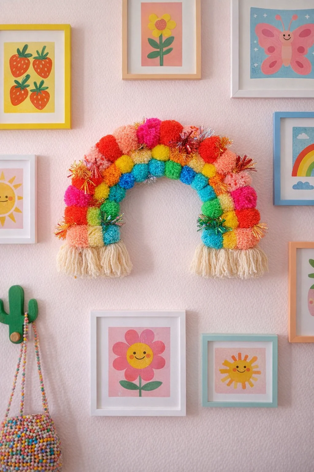 Pom pom Rainbow wall hanging