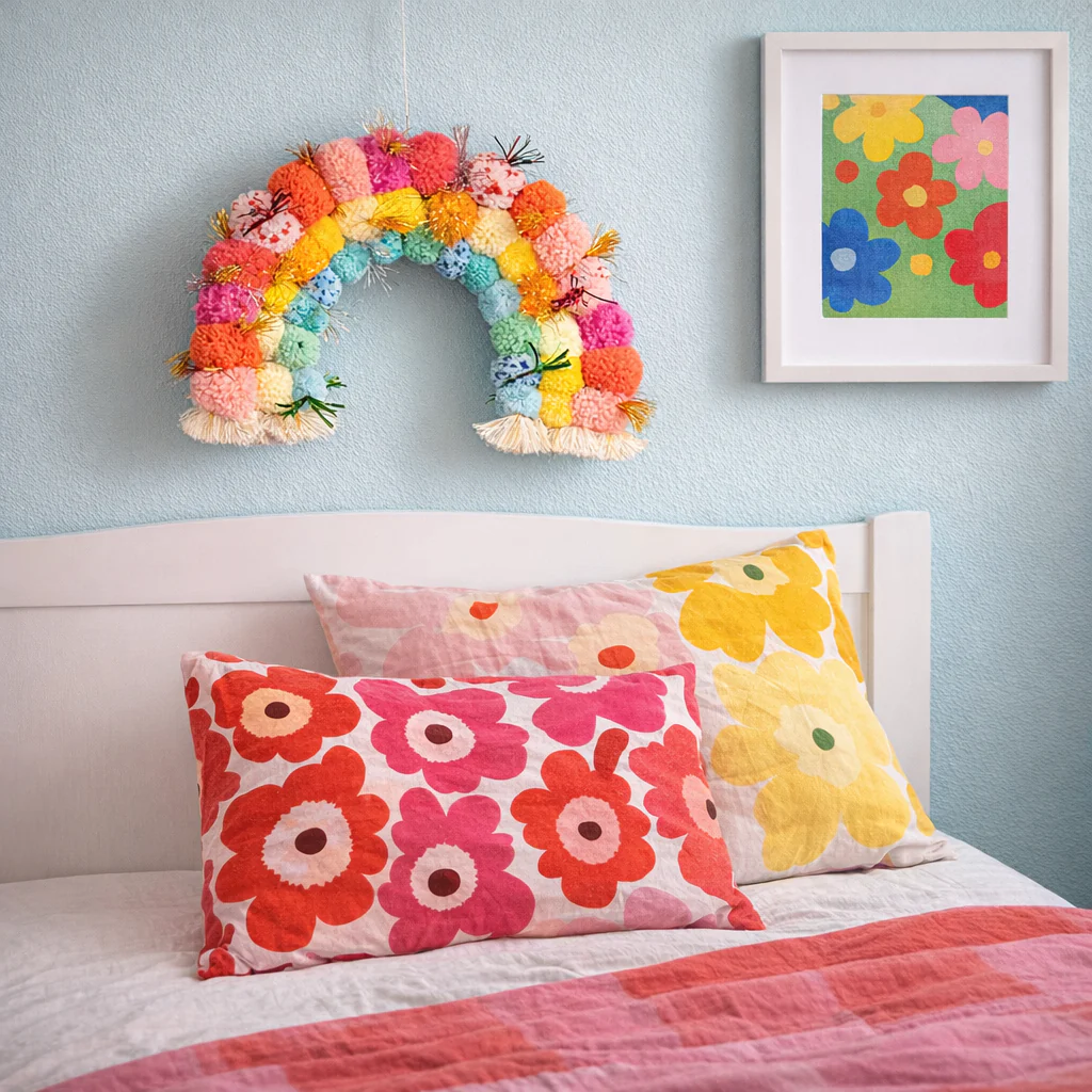 Pom pom Rainbow wall hanging - Image 2