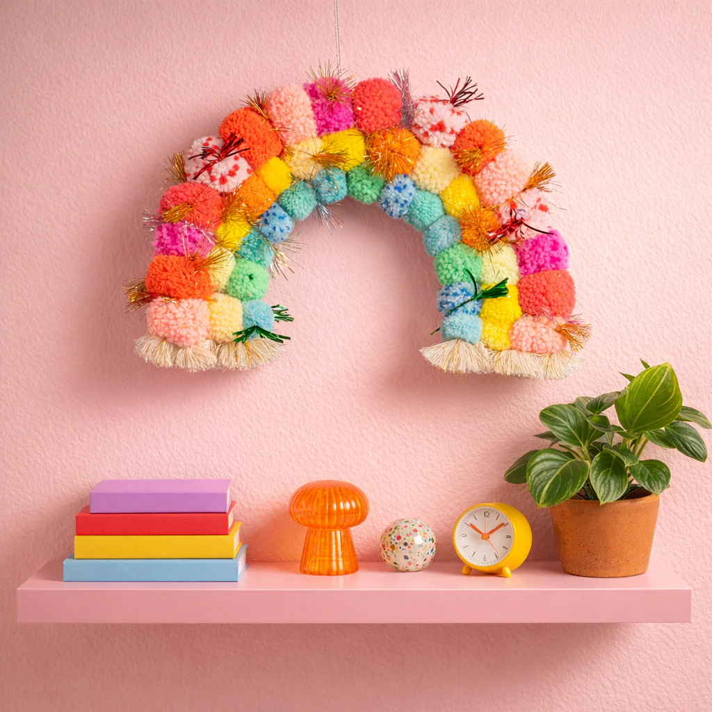Pom pom Rainbow wall hanging - Image 4