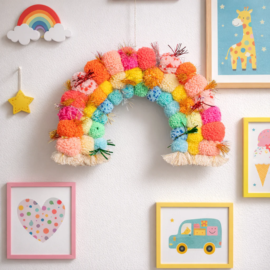 Pom pom Rainbow wall hanging - Image 5