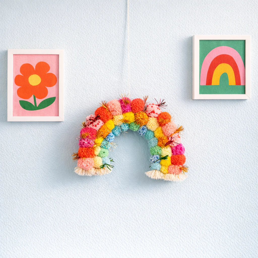 Pom pom Rainbow wall hanging - Image 9