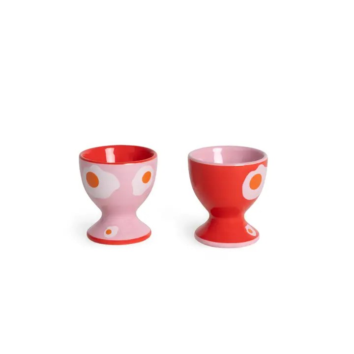 Set of 2 Egg Cups Pink / Red