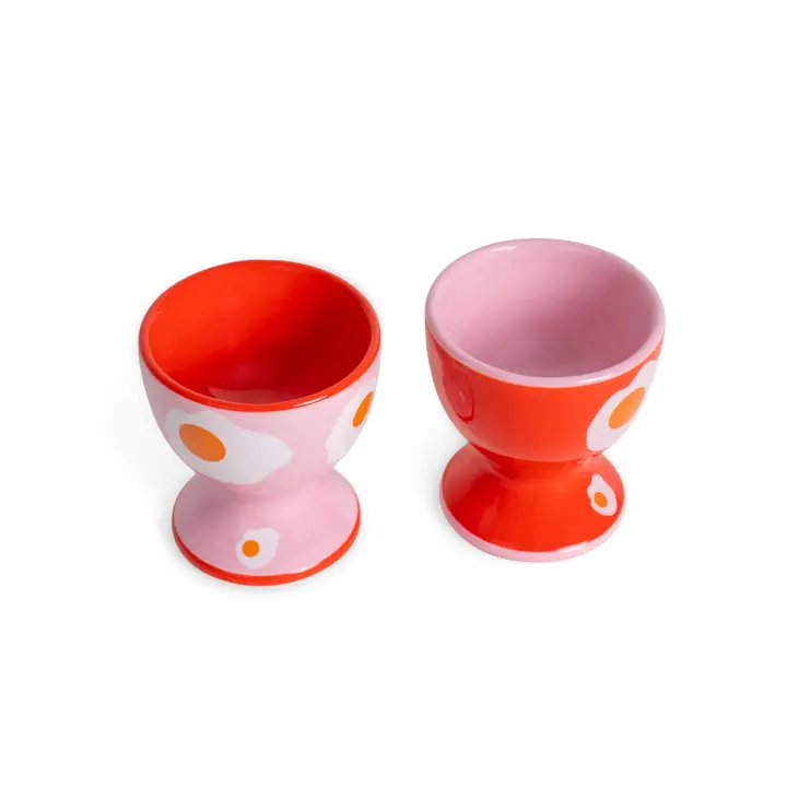 Set of 2 Egg Cups Pink / Red - Image 2