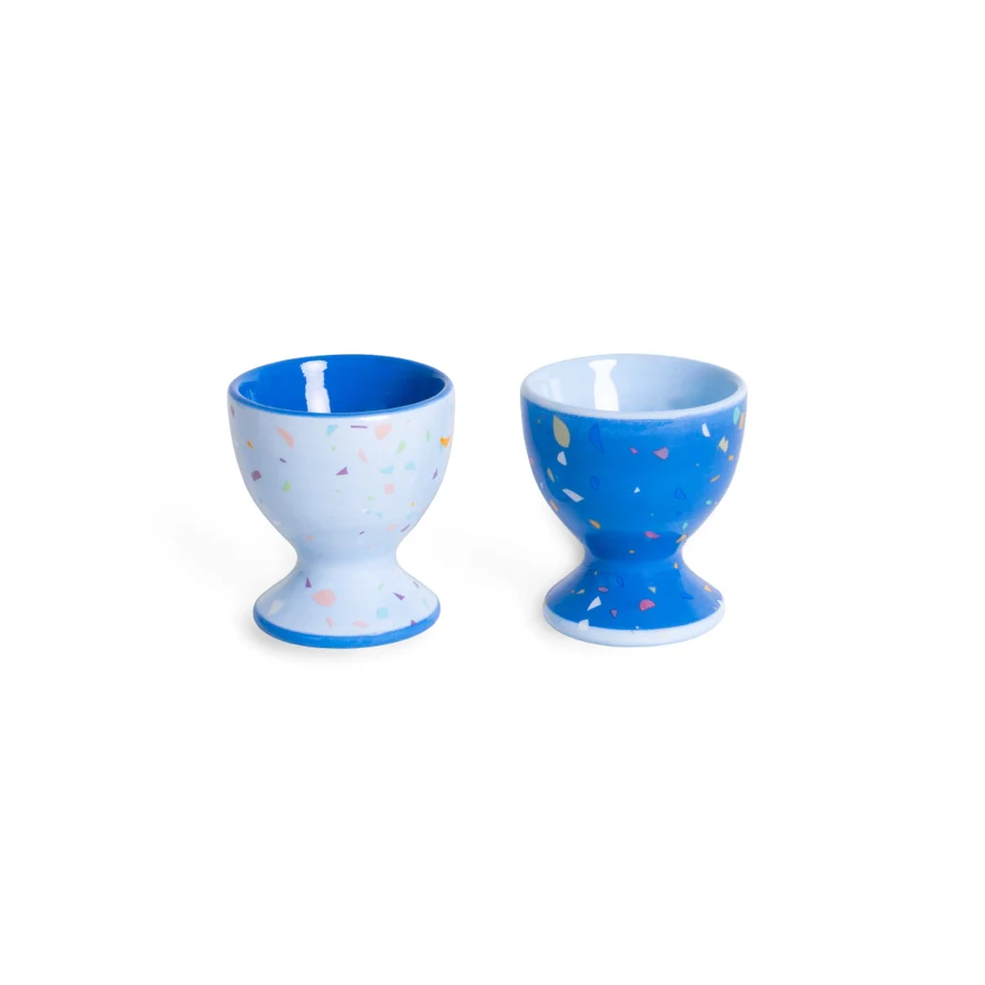 Set of 2 Egg Cups Blue Sprinkles
