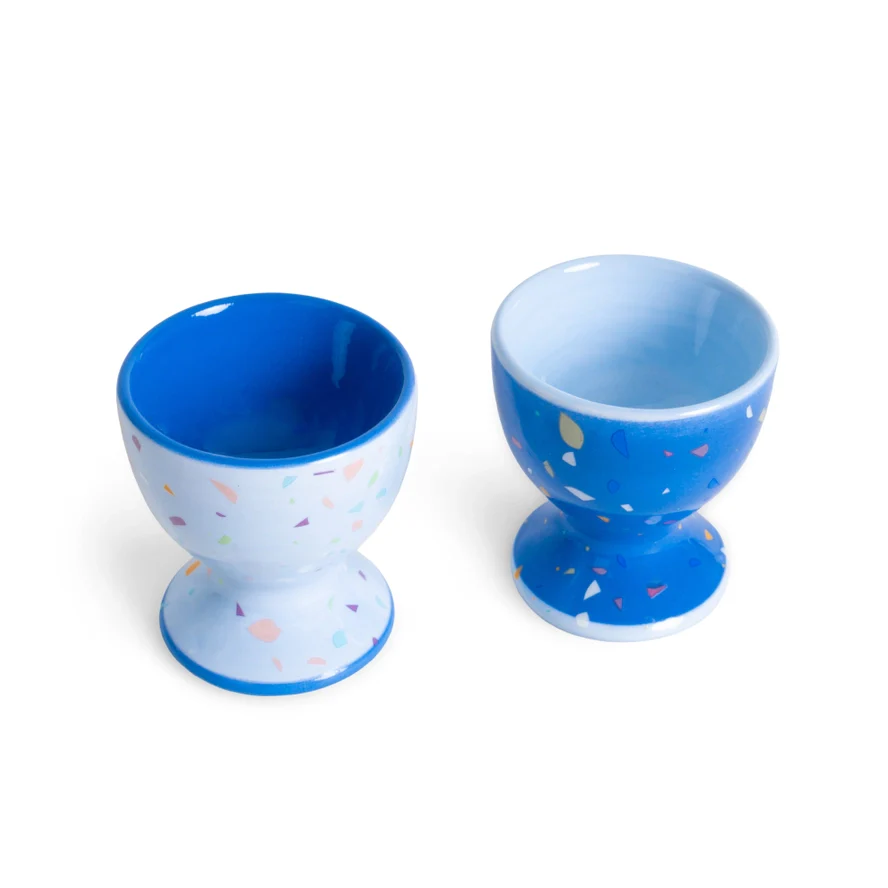 Set of 2 Egg Cups Blue Sprinkles - Image 2