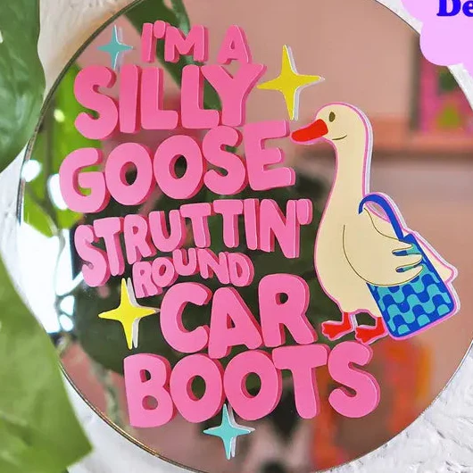 Silly Goose Struttin' Round Car Boot Disc Mirror