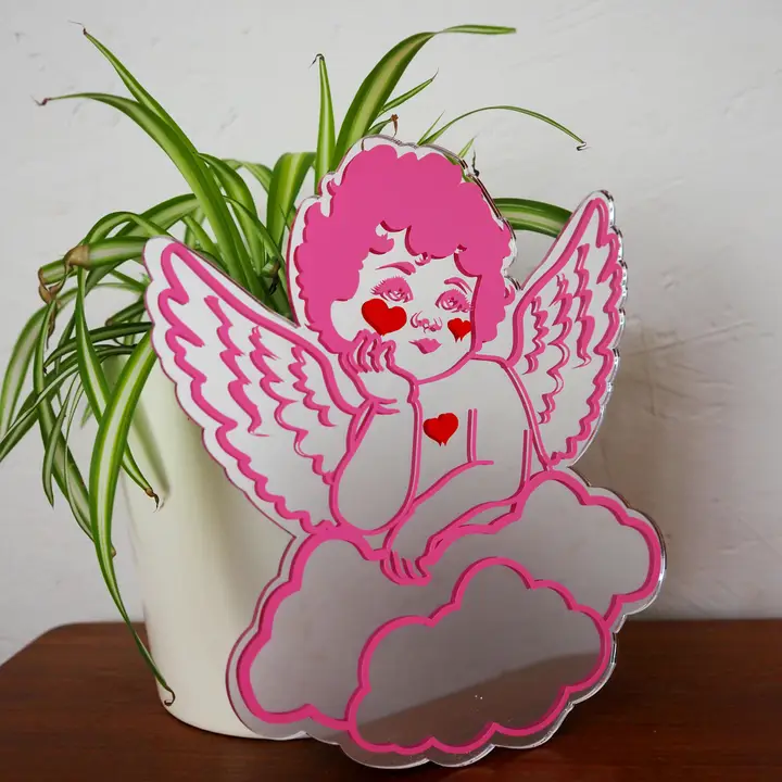 Small Cherub mirror Pink - Image 3