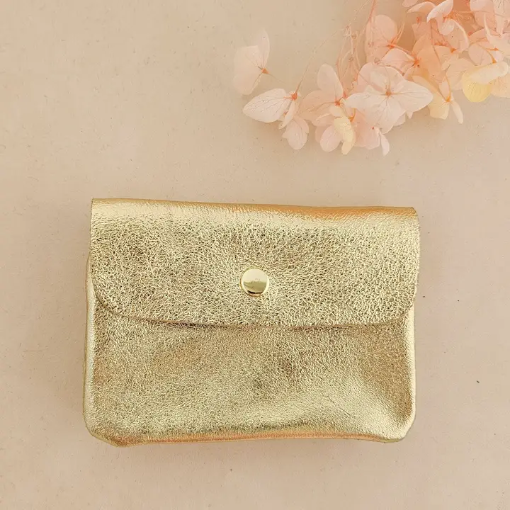 Small Metallic Leather Coin / Card purse - Colours assorted - Image 3