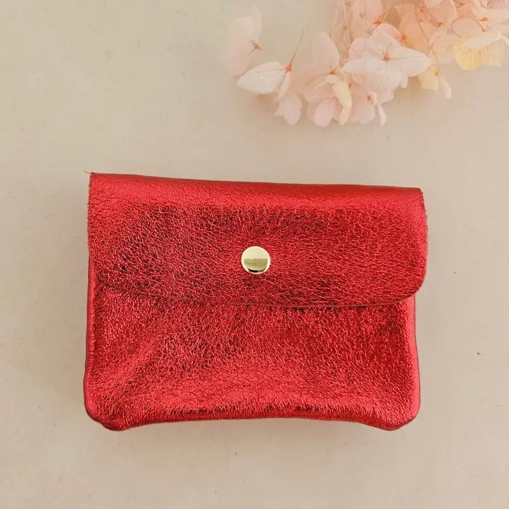 Small Metallic Leather Coin / Card purse - Colours assorted - Image 5