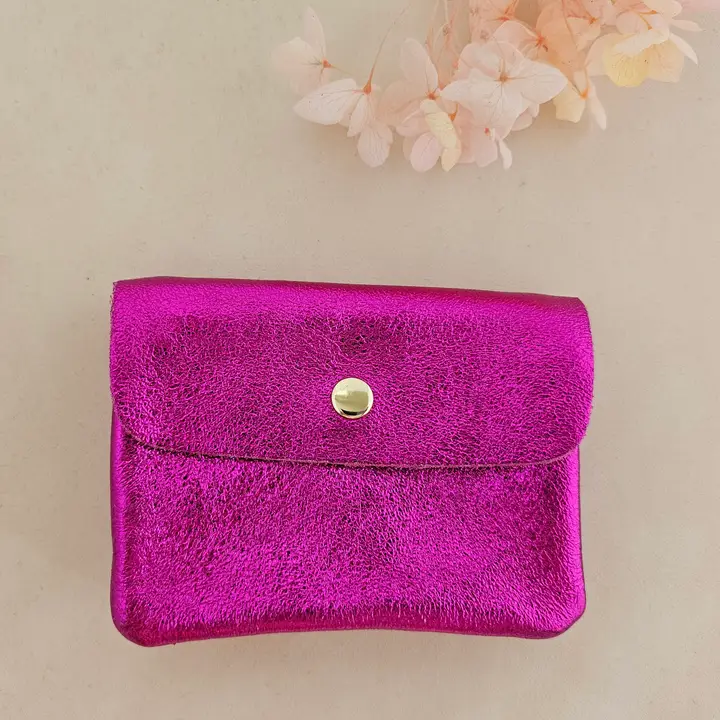 Small Metallic Leather Coin / Card purse - Colours assorted - Image 6