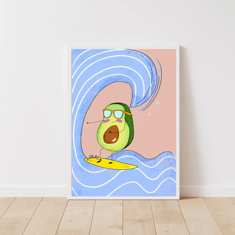 Surfing Avo Print