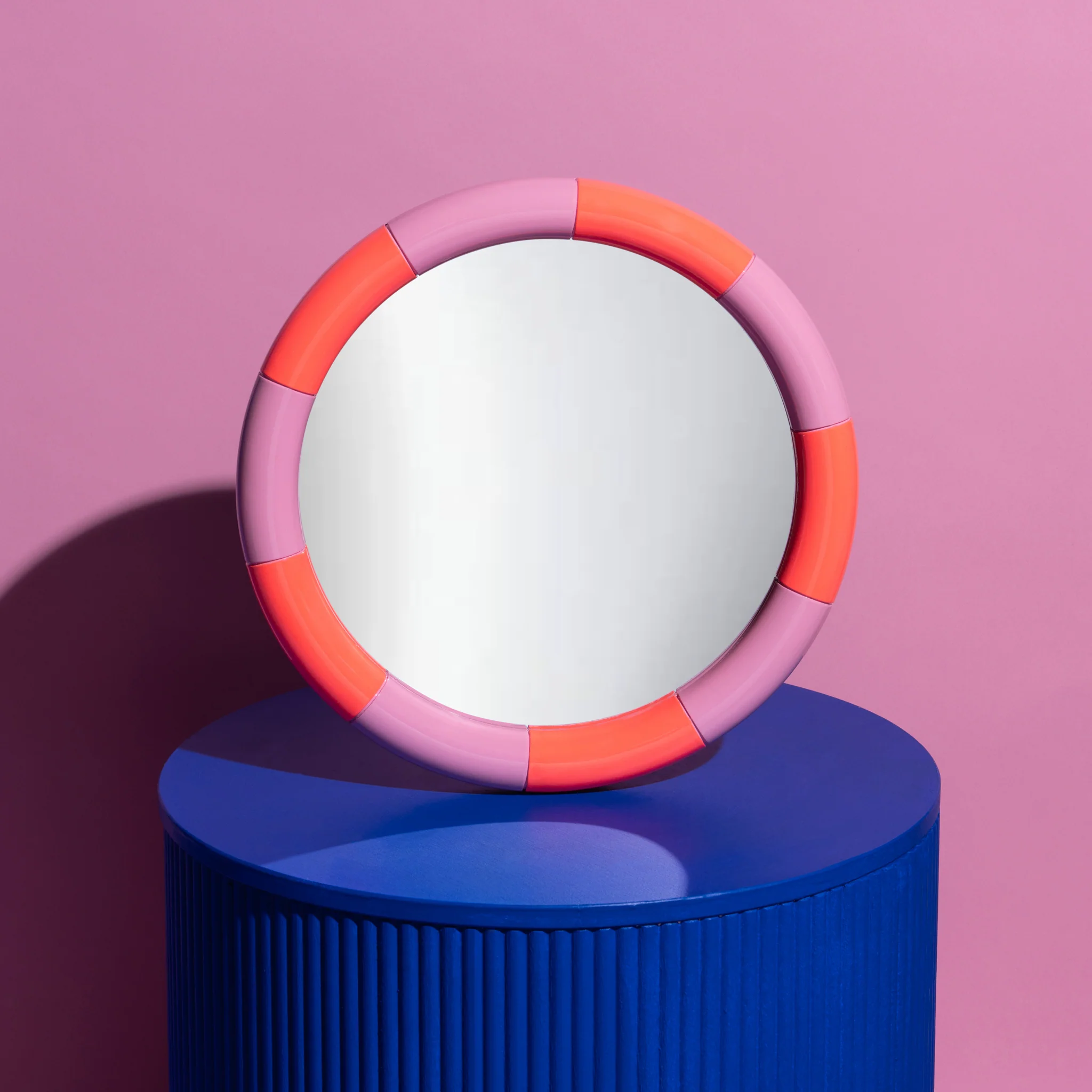 The Cazbah colour block mirror - Pink / Orange gloss