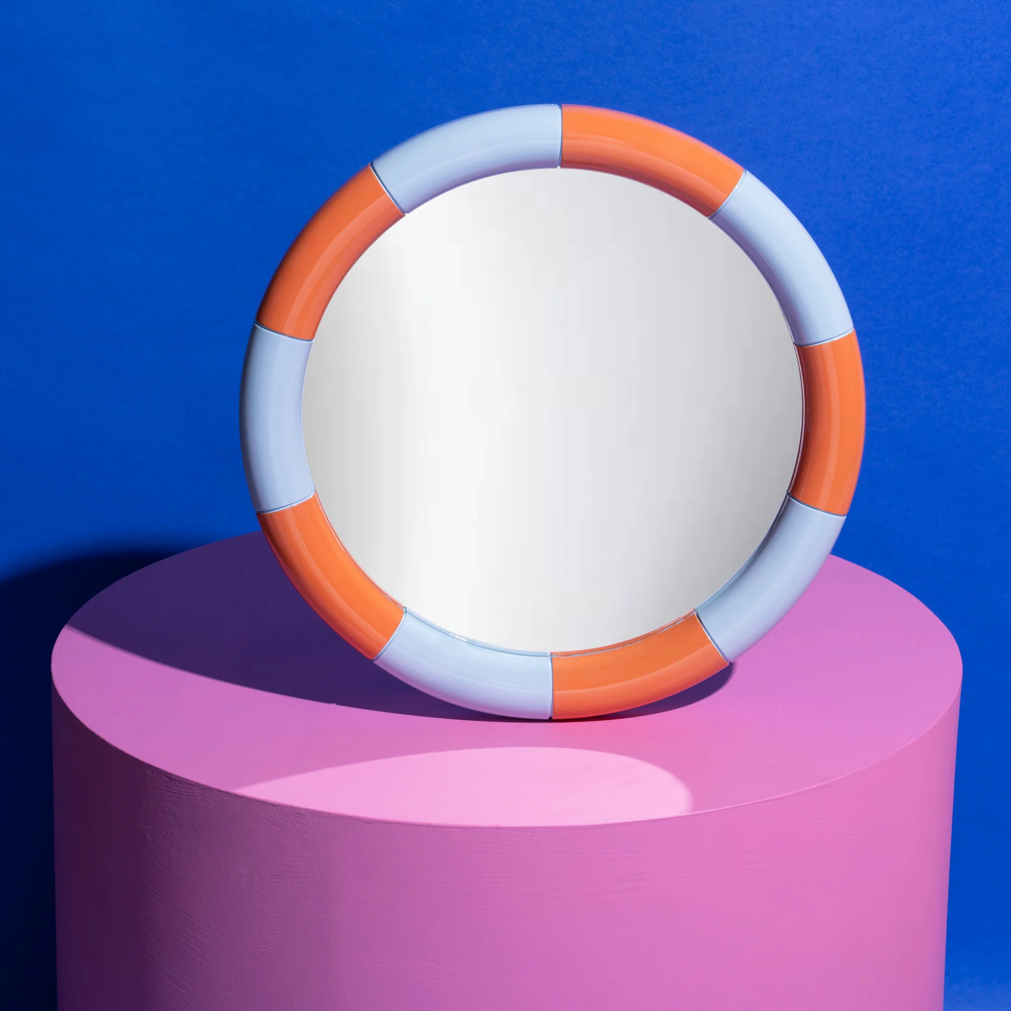 The Cazbah colour block mirror - Tan / Light blue gloss