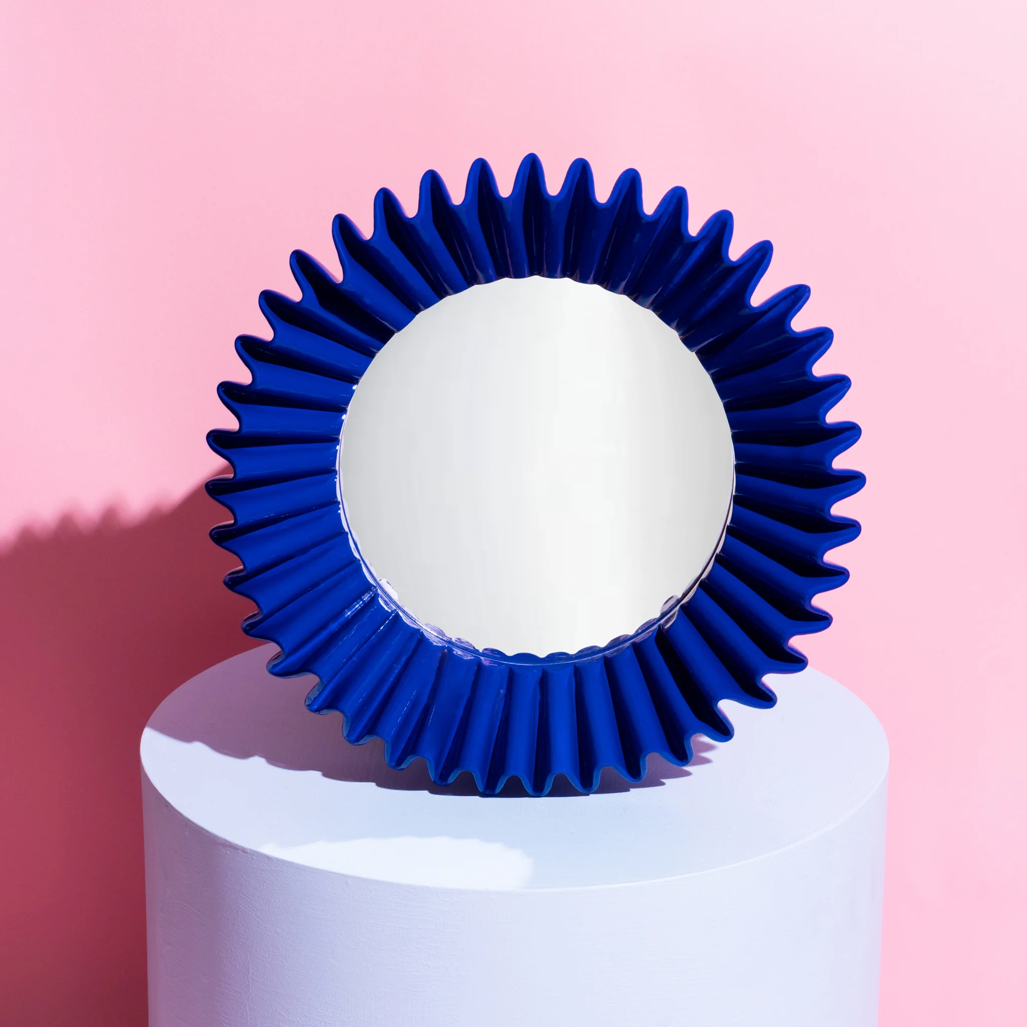 The Plaza crinkle mirror - Cobalt blue gloss