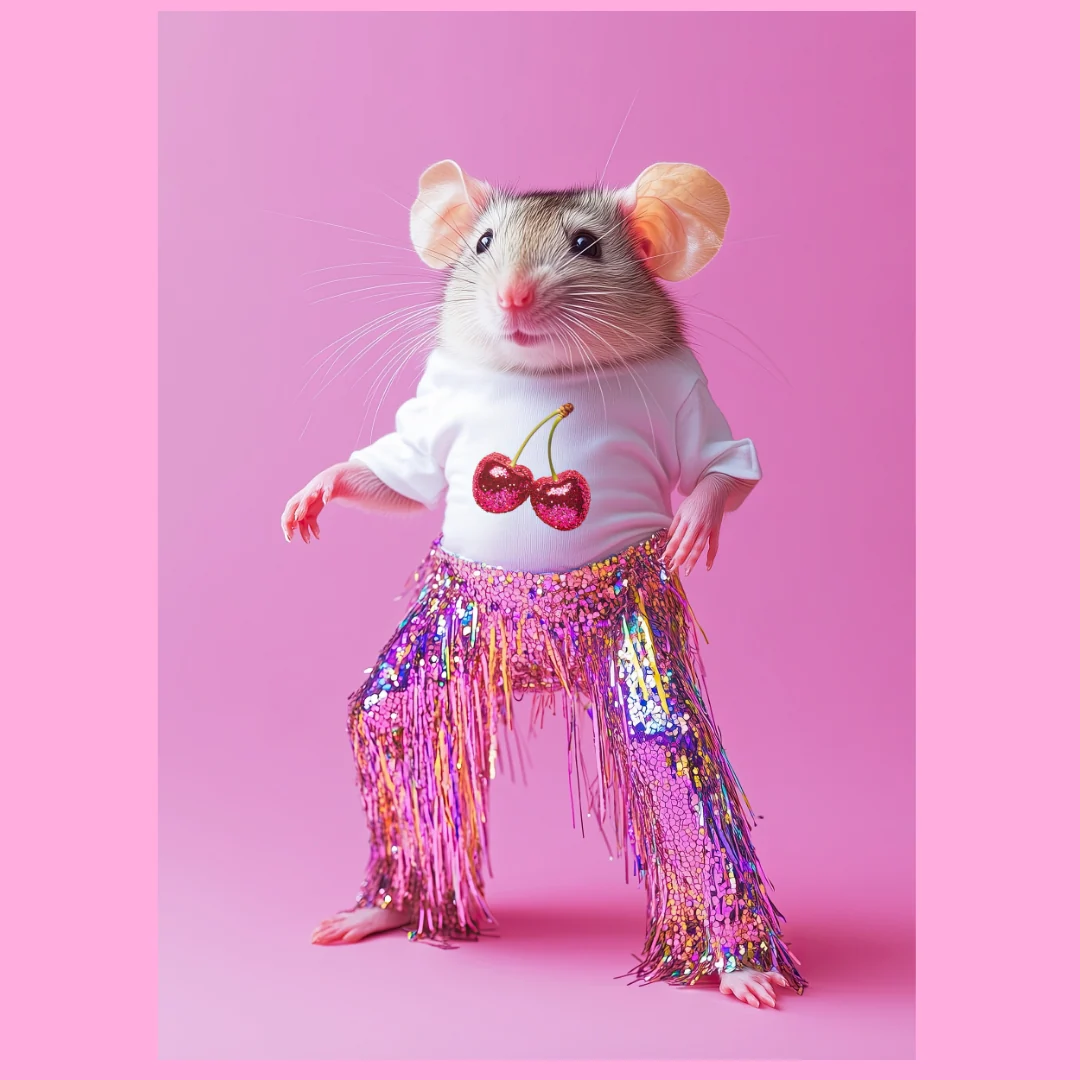 Whiskers and Cherries print